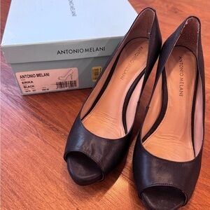 ANTONIO MELANI Erika Black Peep Toe Heels